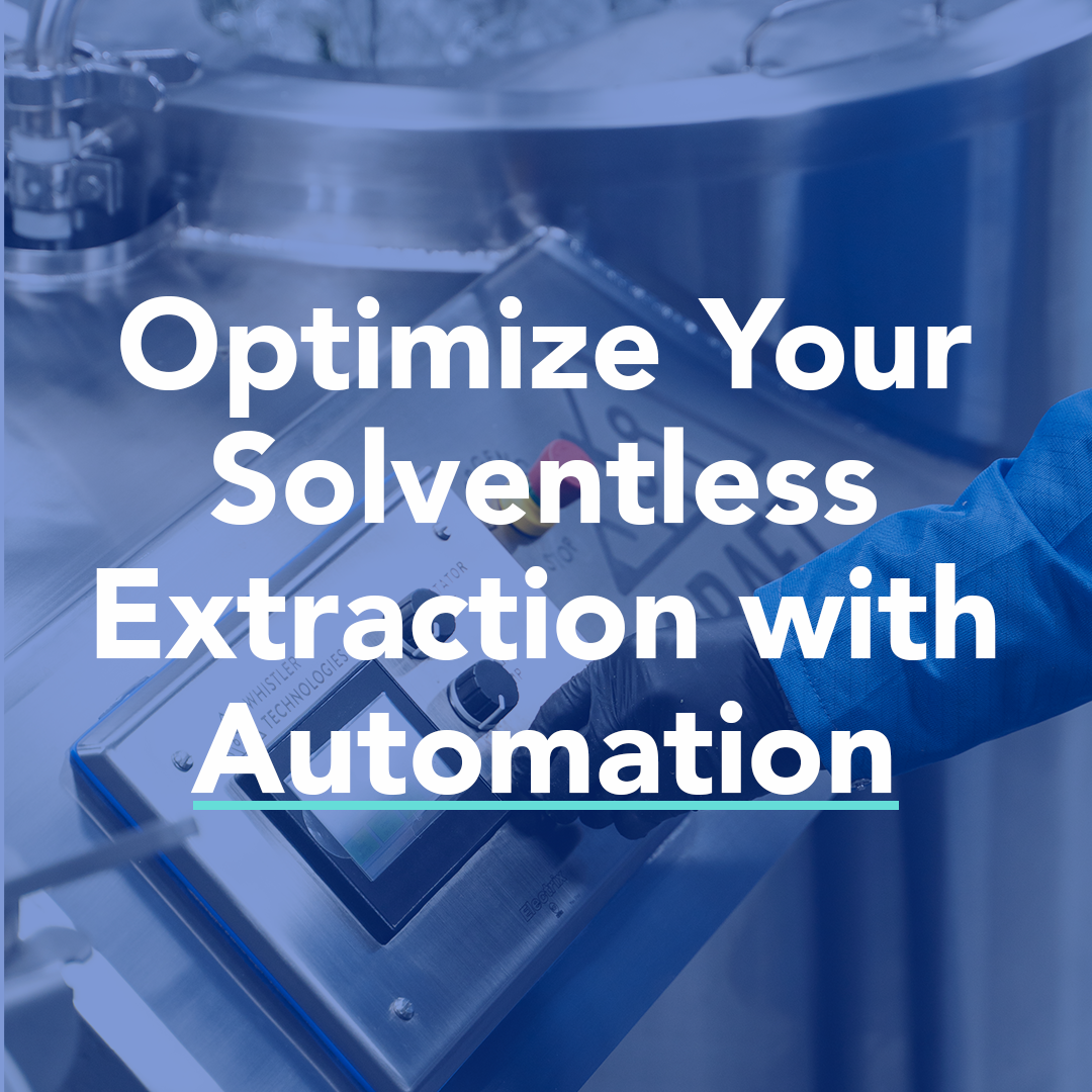 Operator using touchscreen on WT-Craft with text overlay "optimize your solventless extraction with automation"