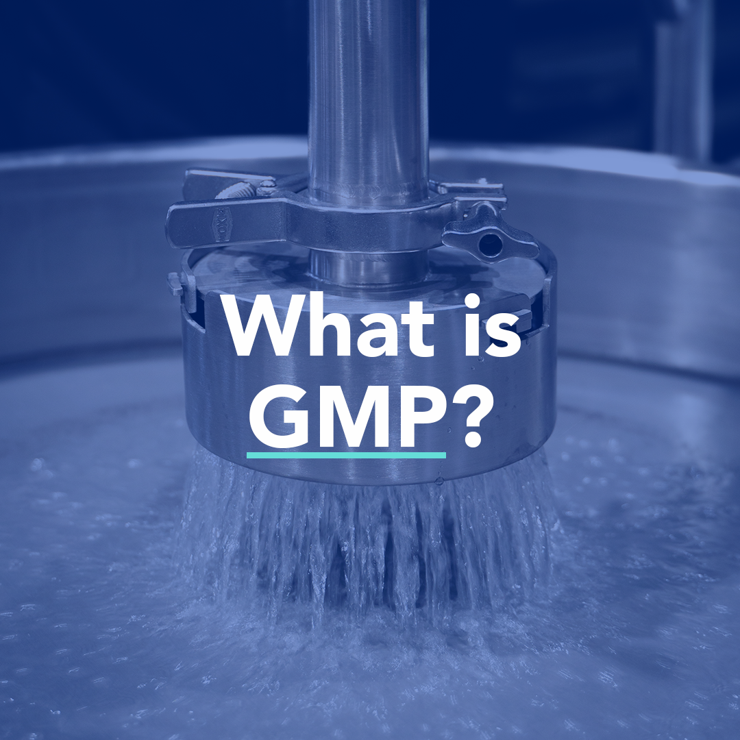 Water pouring out of WT-300 shower head with text overlay "What is GMP?"